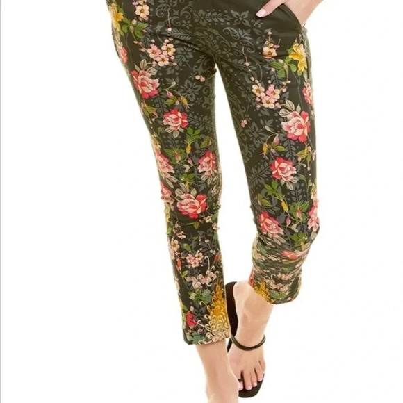 Johnny Was Pete&Greta Mono Pant Multicolor Floral Print Cotton Trouser Jean Sz 4 - Picture 16 of 16